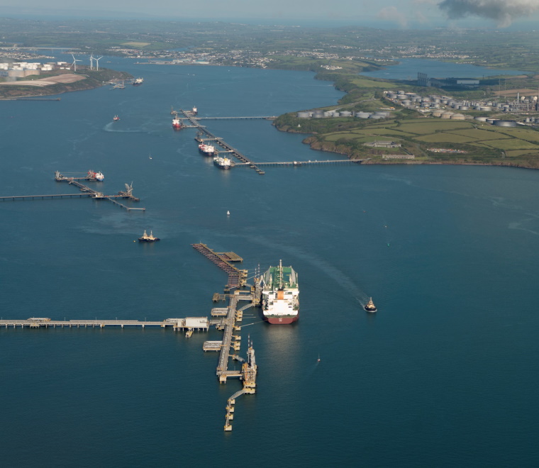 An aerial photo of the Port of Milford Haven